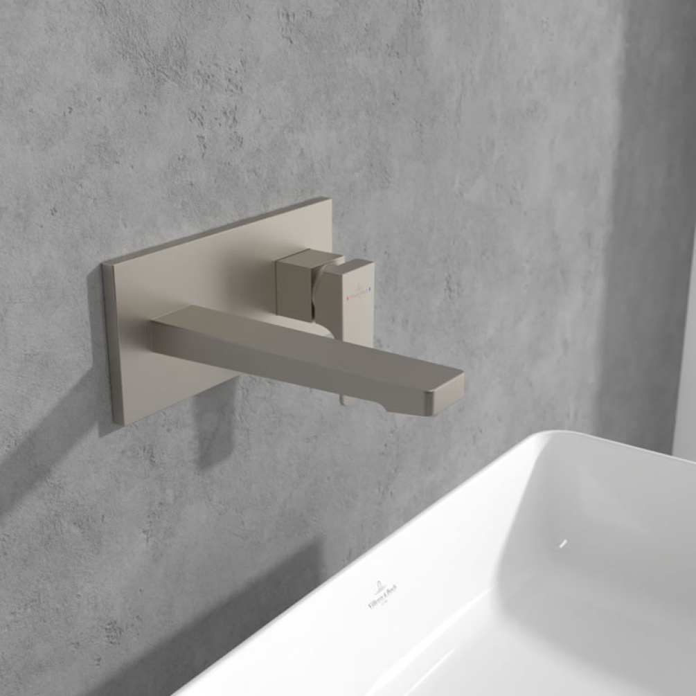 Lifestyle image of Villeroy & Boch Architectura Square Brushed Matt Nickel Wall-Mounted Basin Mixer